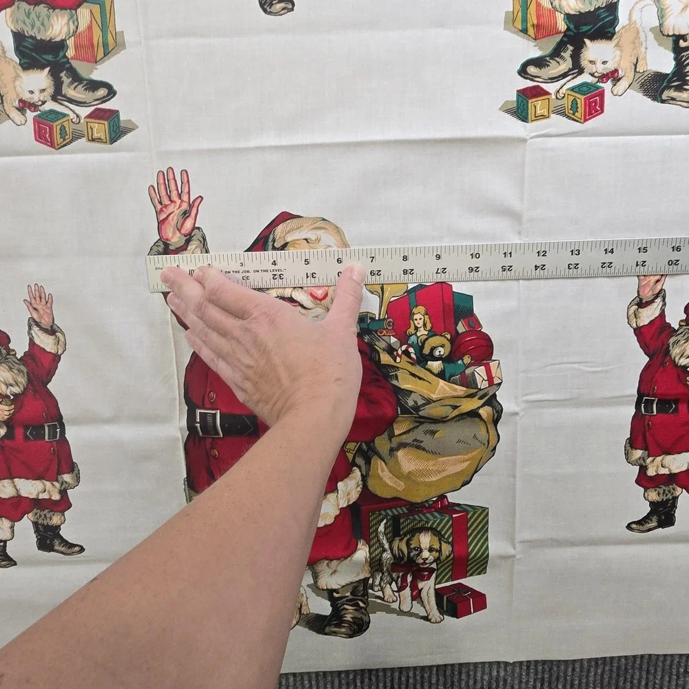 Vintage Wamsutta Hallmark Santa Claus Fabric Panel Christmas Applique Cotton